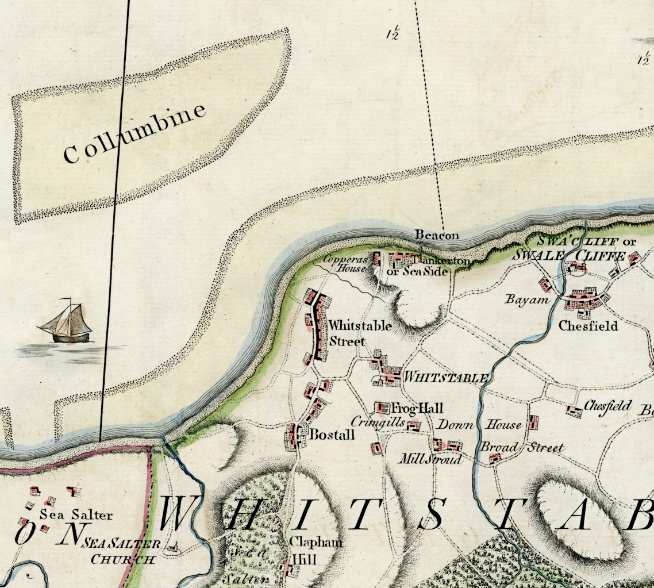 Copperas houses marked at Tankerton on Andrews, Dury and Herbert's map of Kent, 1769